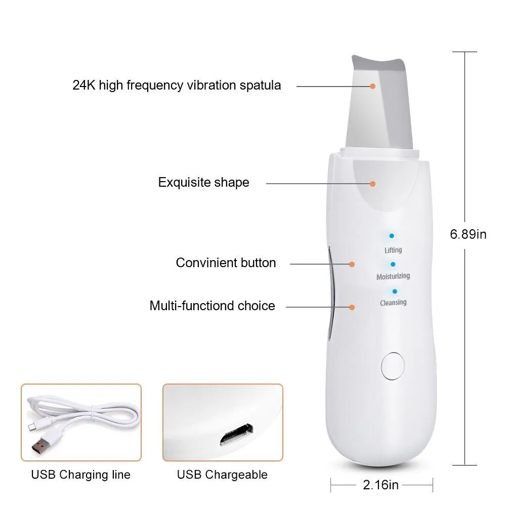 Ultrasonic Blackhead Removal Device – Rechargeable Skin Scrubber & Deep Cleansing Facial Cleaner