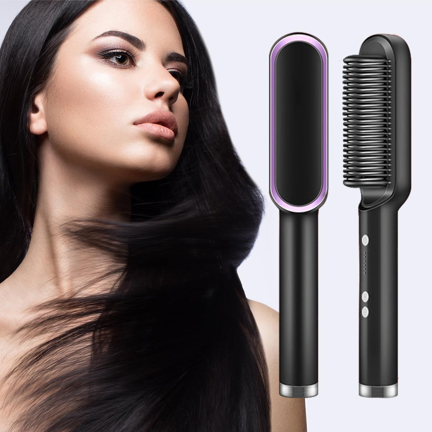 2 in 1 Hair Straightening Brush & Curler