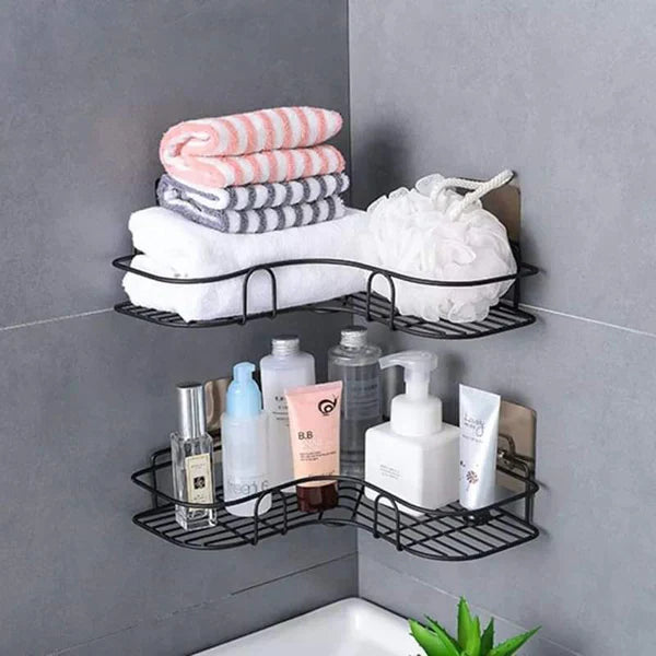Wall Corner Rack For Bathroom & Kitchen With Hooks