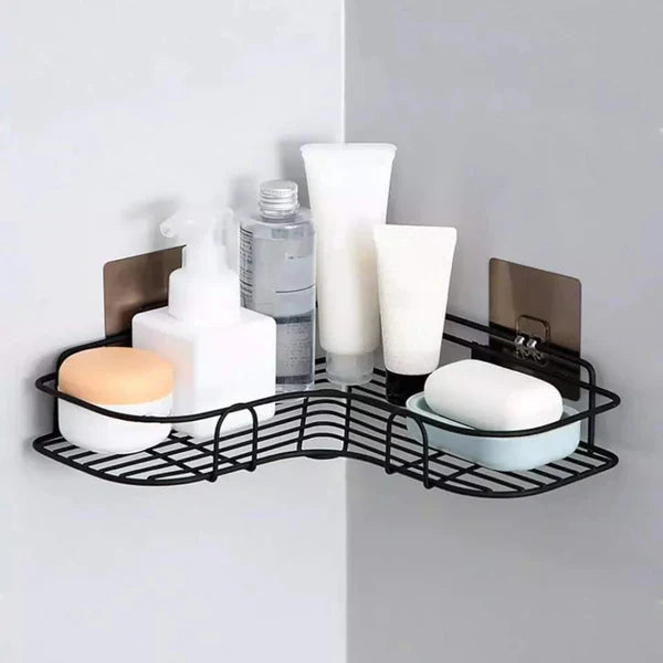 Wall Corner Rack For Bathroom & Kitchen With Hooks