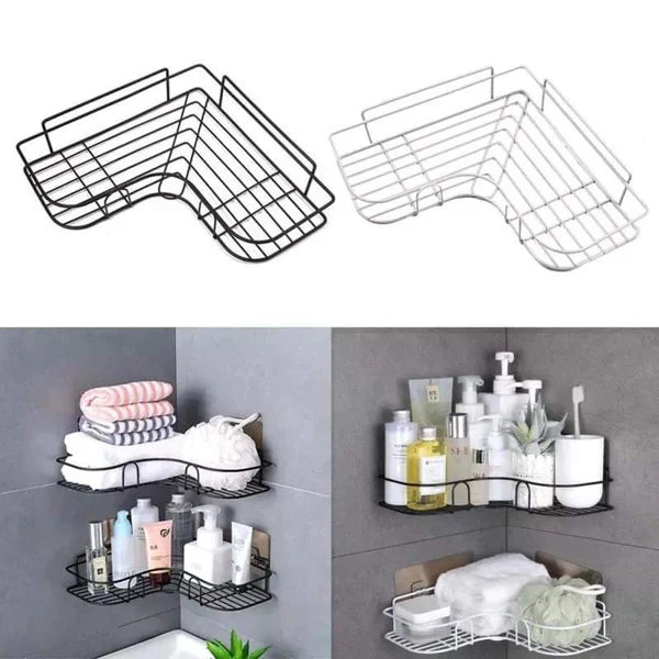 Wall Corner Rack For Bathroom & Kitchen With Hooks