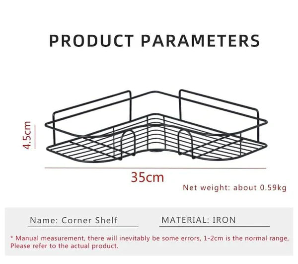 Wall Corner Rack For Bathroom & Kitchen With Hooks